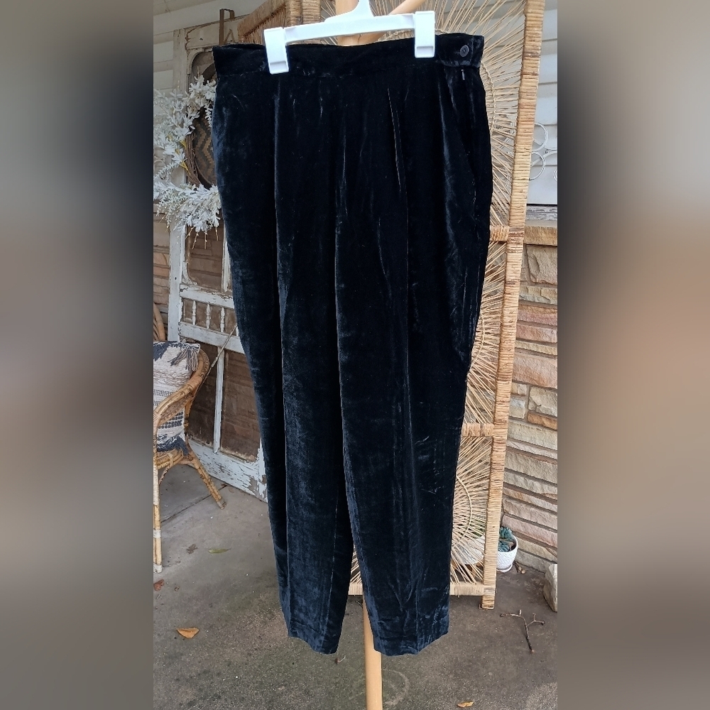 Vintage Lauren Ralph Lauren Black Velvet Pants_14